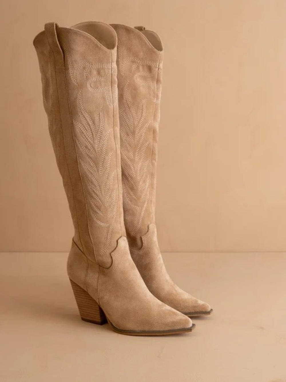 🔹 Taupe Suede Western Cowboy Boots • Women’s 8.5